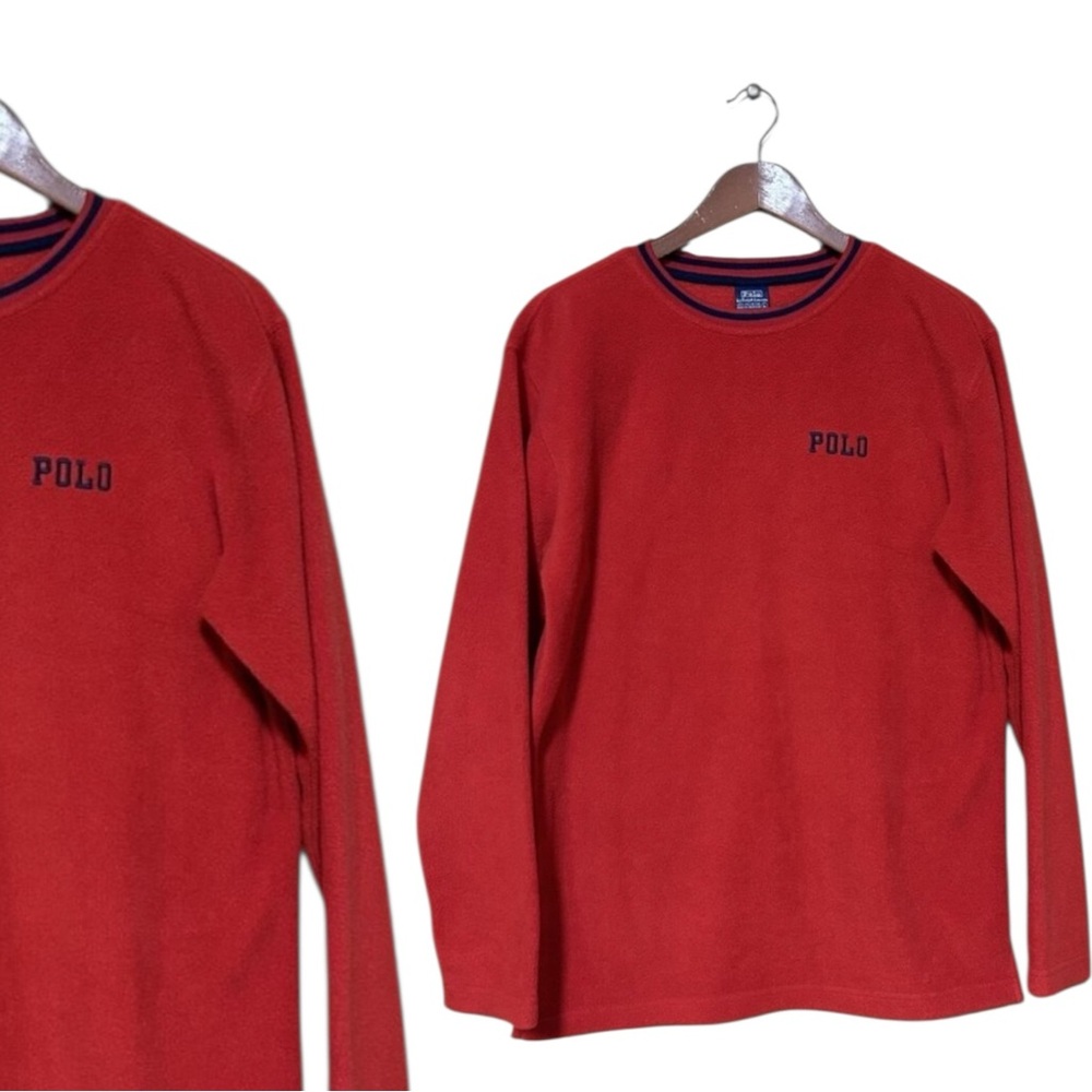 Polo Ralph Lauren Mens Vintage Crewneck Polo Sweater Red Size Large